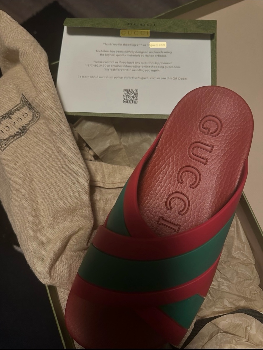 Gucci Red and Green Men's Slide
